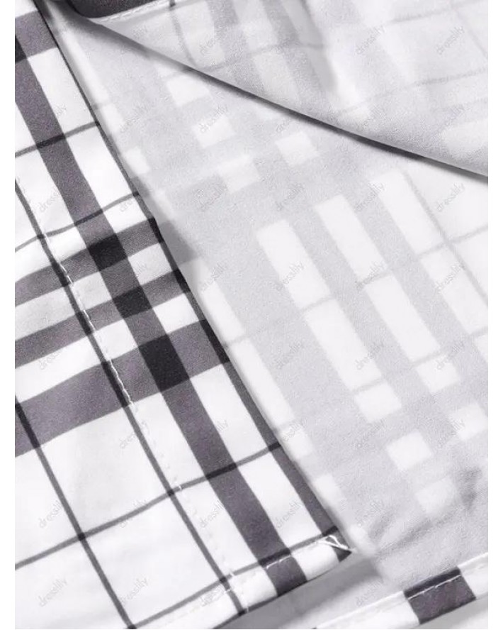 Short Sleeve Plaid Print Shirt