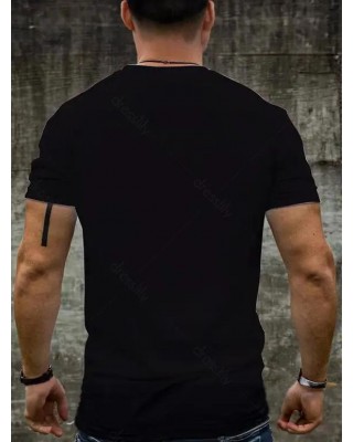 Horns Print T Shirt Cotton Round Neck Casual Tee