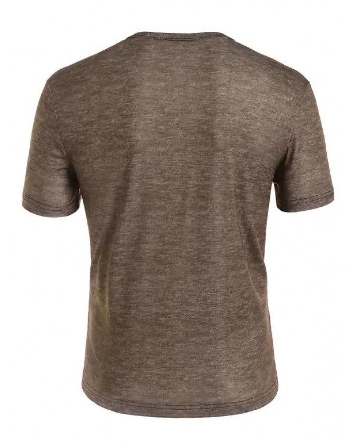 Vintage Half Button T Shirt Cross Print Short Sleeve Heathered Summer Tee