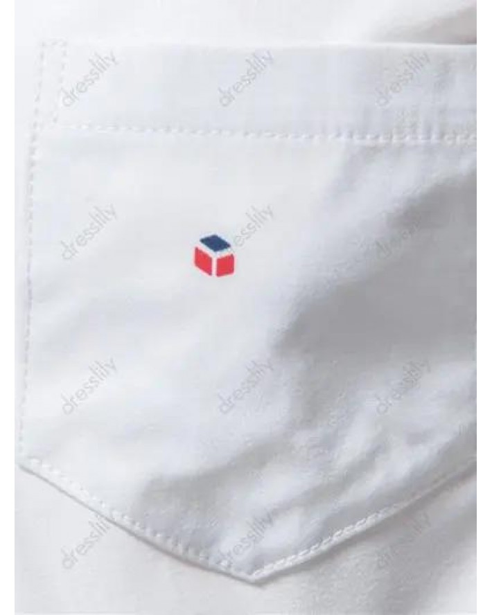 Casual Shirt Geometric Print Turn Down Collar Short Sleeve Summer Button Up Shirt