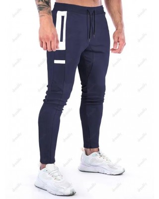 Sports Jogger Pants Patchwork Pockets Drawstring Long Casual Sweatpants