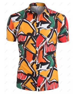 Colorful Geometric Printed Short Sleeve Shirt