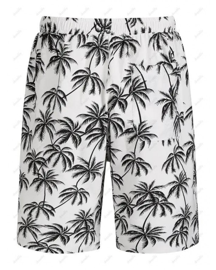 Coconut Tree Print Vacation Board Shorts