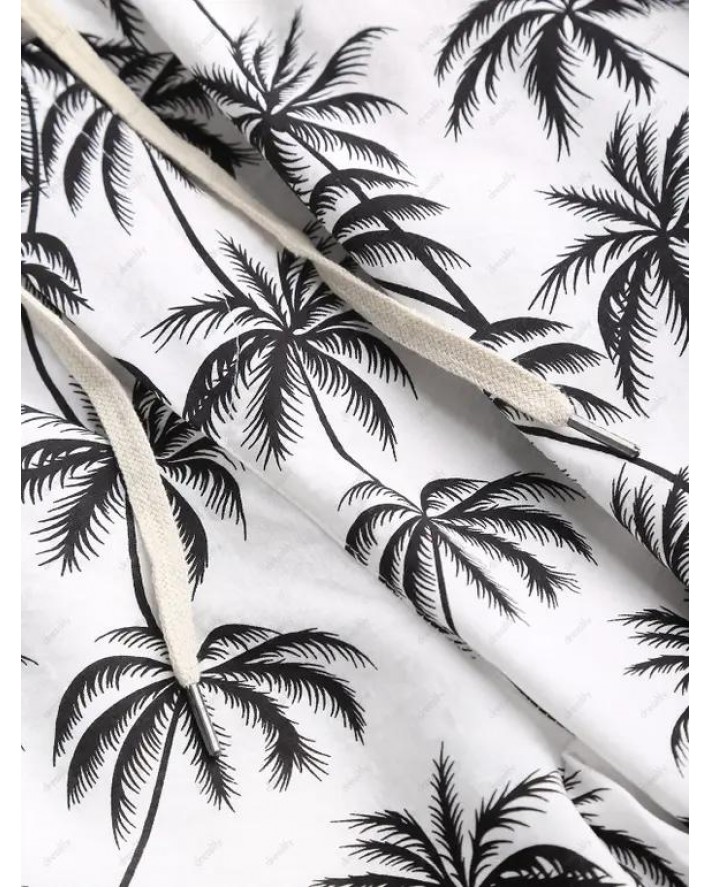 Coconut Tree Print Vacation Board Shorts