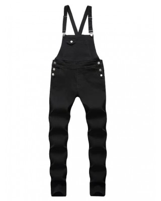 Multi Pockets Metal Buttons Casual Denim Overalls