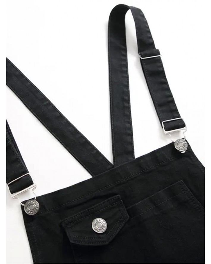 Multi Pockets Metal Buttons Casual Denim Overalls