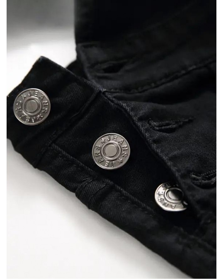 Multi Pockets Metal Buttons Casual Denim Overalls