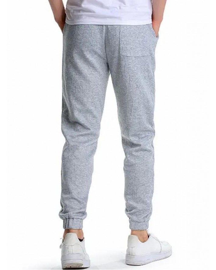 Letter Textures Sport Sweatpants Drawstring Elastic Waist Pockets Jogger Pants