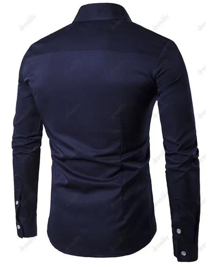 Embroidery Button Up Long Sleeve Shirt
