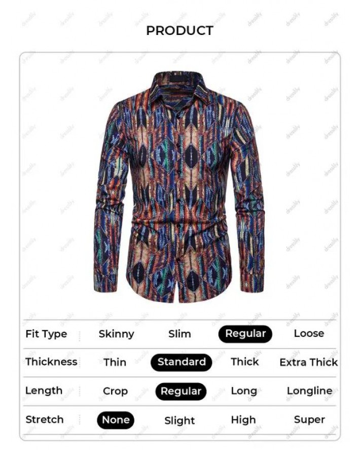 Tribal Allover Print Long Sleeve Shirt Button Up Turndown Collar Casual Shirt
