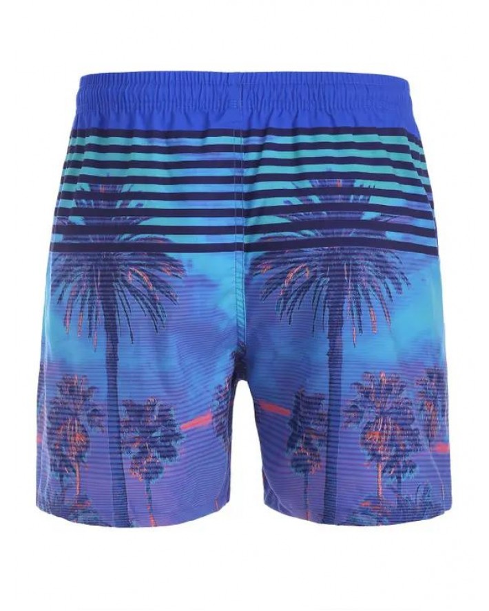 Drawstring Palm Tree Tropical Pocket Board Shorts