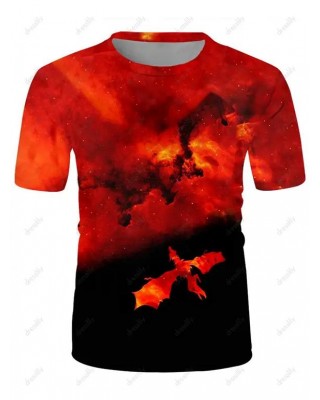 Flame Phoenix Print Short Sleeve T-shirt