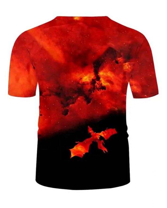 Flame Phoenix Print Short Sleeve T-shirt