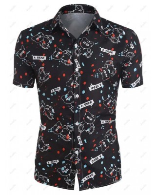 Bear Pattern Short Sleeve Graphic Shirt
