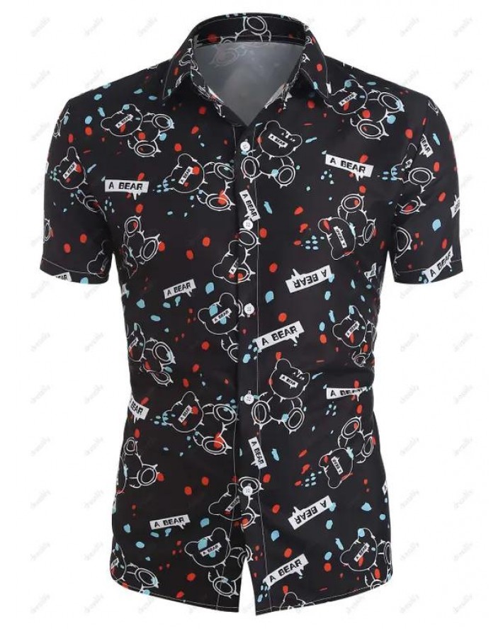 Bear Pattern Short Sleeve Graphic Shirt