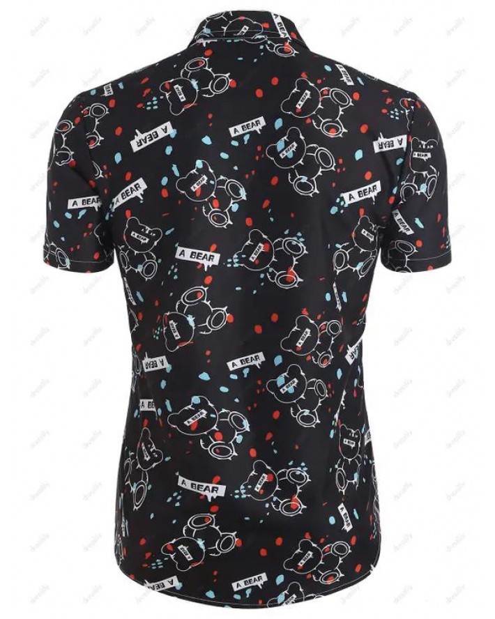 Bear Pattern Short Sleeve Graphic Shirt