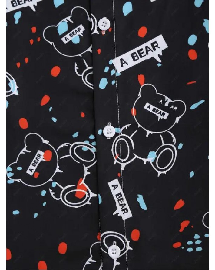 Bear Pattern Short Sleeve Graphic Shirt