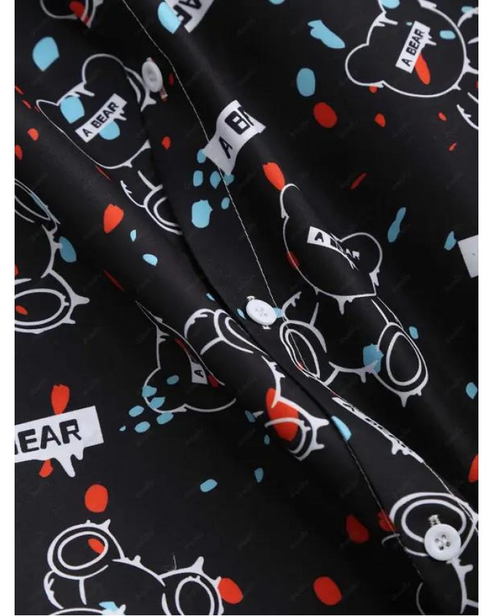 Bear Pattern Short Sleeve Graphic Shirt