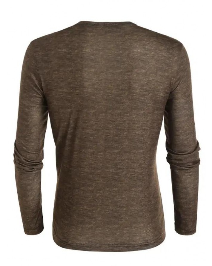 Vintage T Shirt Badge Cross Print Half Button Long Sleeve Round Neck Casual Tee