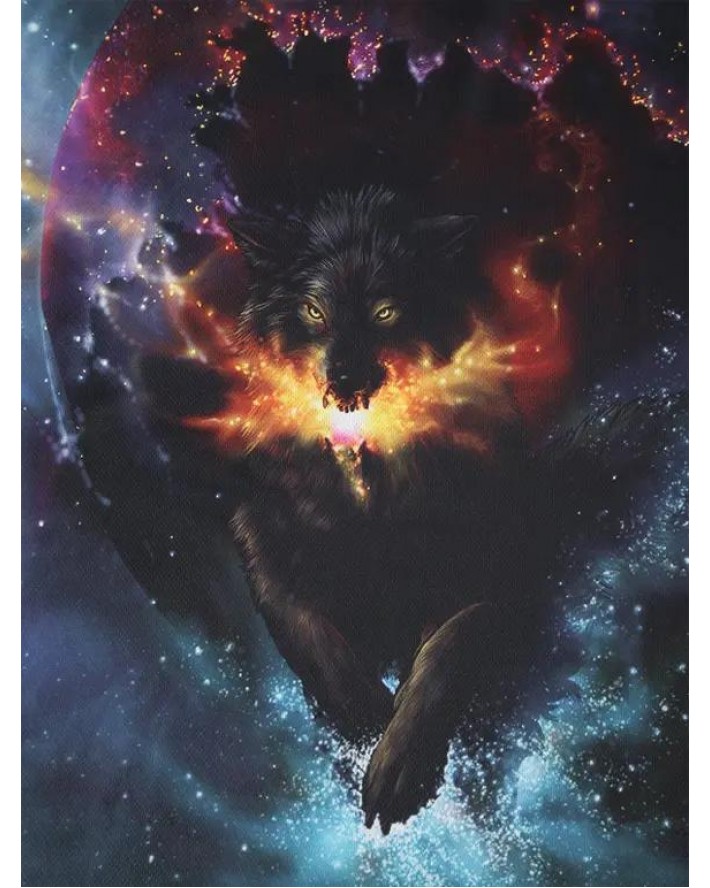 Galaxy 3D Wolf Print Perforated T-shirt