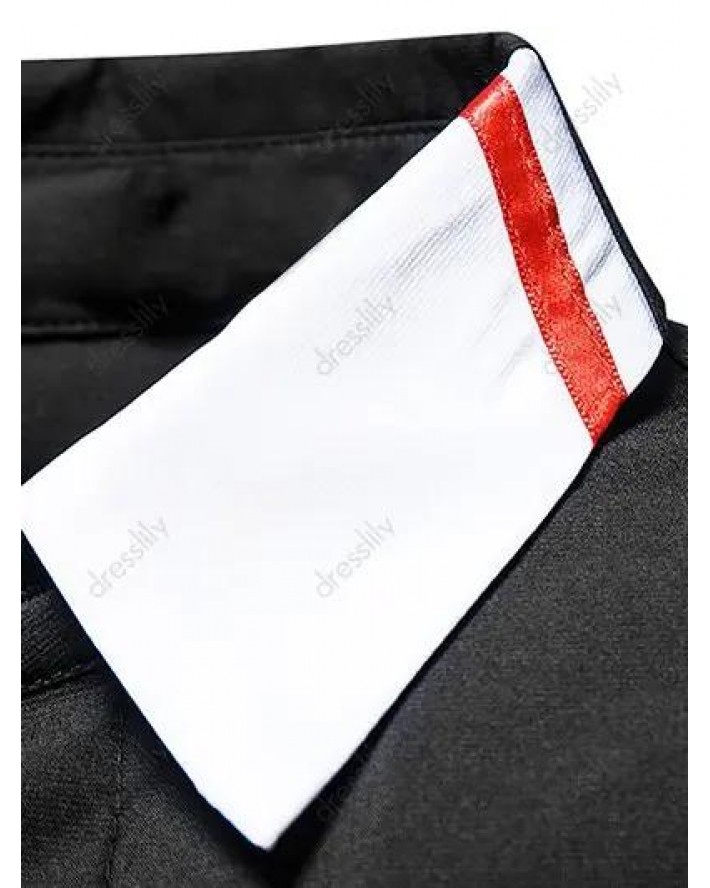 Contrast Colorblock Striped Shirt Long Sleeve Hidden Button Casual Business Shirt