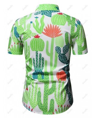 Cactus Allover Print Short Sleeve Vacation Shirt