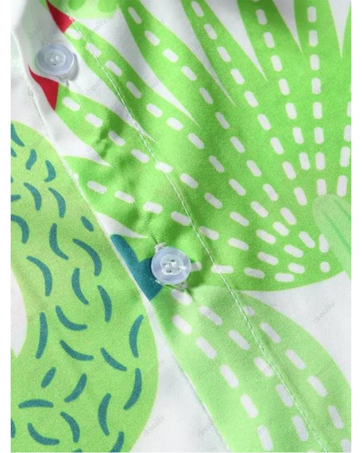 Cactus Allover Print Short Sleeve Vacation Shirt