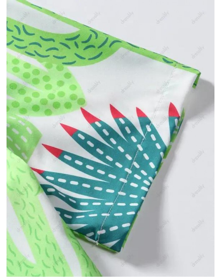 Cactus Allover Print Short Sleeve Vacation Shirt