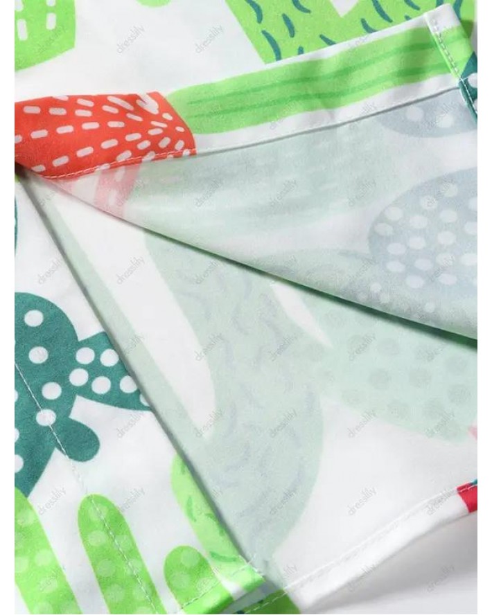 Cactus Allover Print Short Sleeve Vacation Shirt