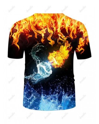 Water And Fire Fist Pattern Short Sleeve T-shirt