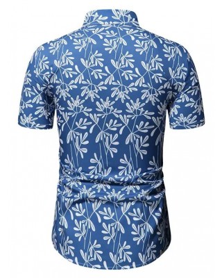 Leaf Allover Print Short Sleeve Shirt