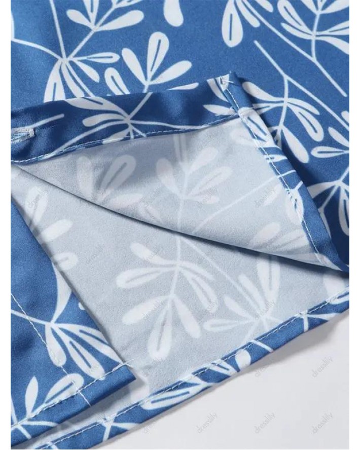 Leaf Allover Print Short Sleeve Shirt