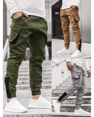 Cargo Pants Patchwork Pants Drawstring Flap Pocket Beam Feet Casual Long Pants