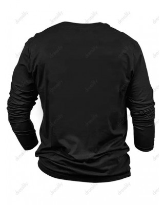 Skull Cross Star Slogan Print Graphic T-shirt Long Sleeve Round Neck Casual Tee