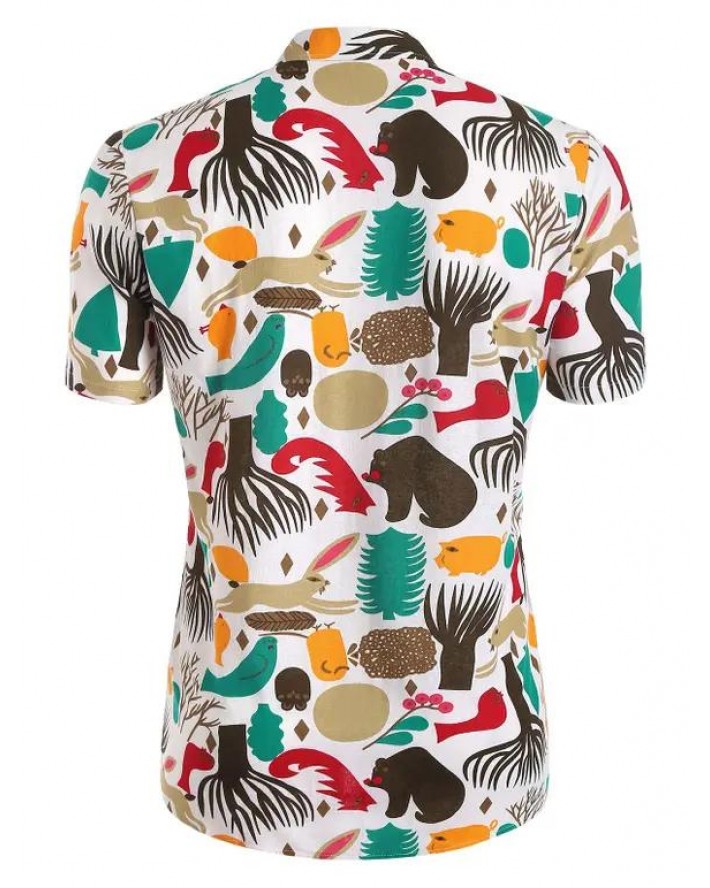Plant Animal Print Short Sleeve Shirt