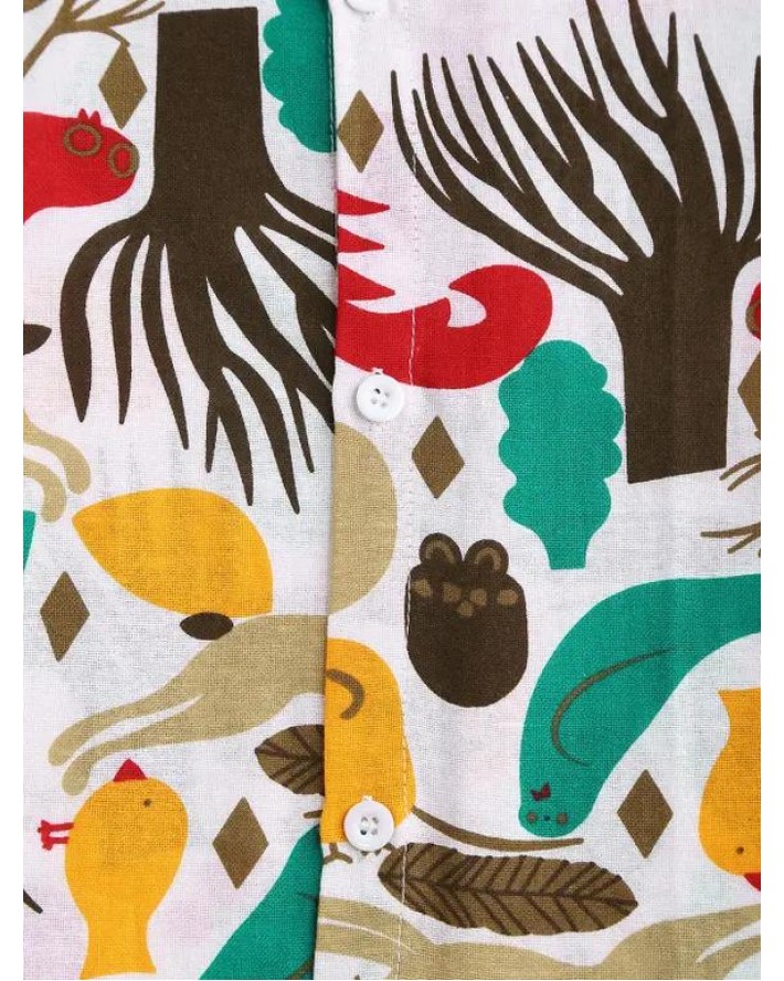 Plant Animal Print Short Sleeve Shirt