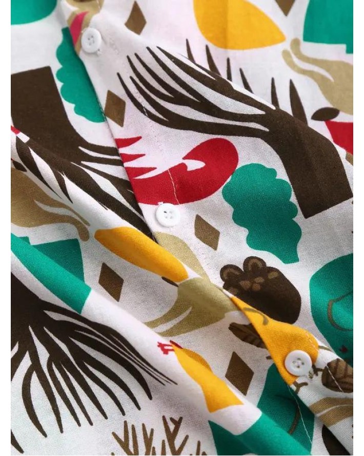 Plant Animal Print Short Sleeve Shirt