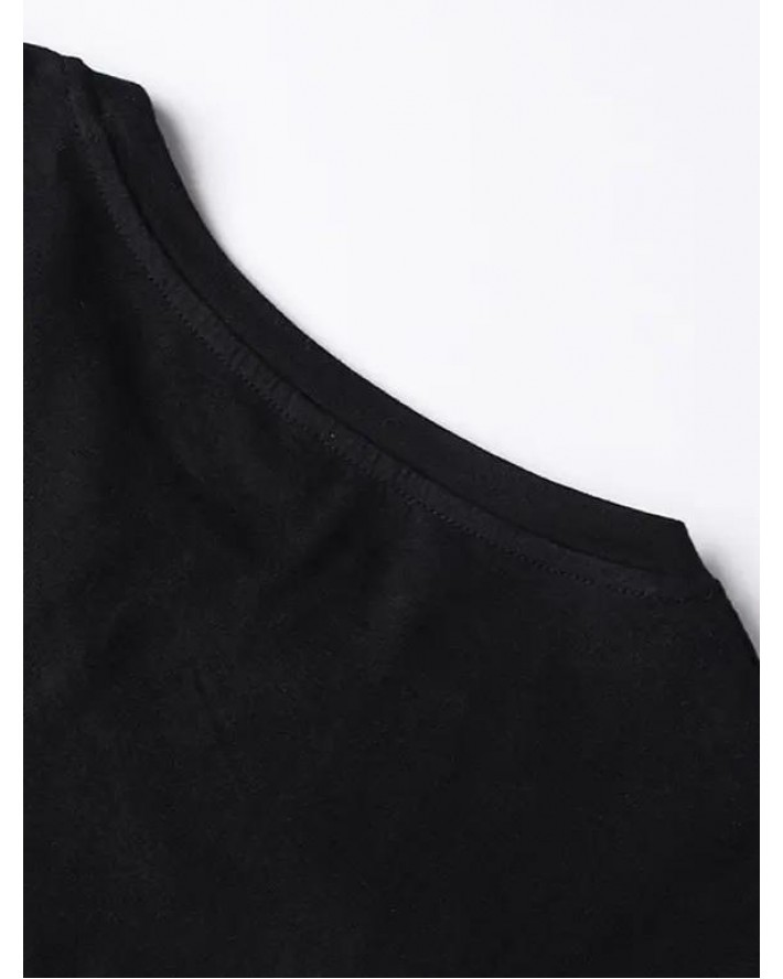 I'M BROKEN Letter Slogan Print T-shirt Long Sleeve Round Neck Casual Tee