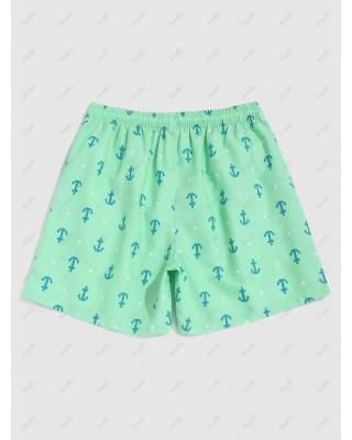 Nautical Style Boat Anchor Print Beach Shorts