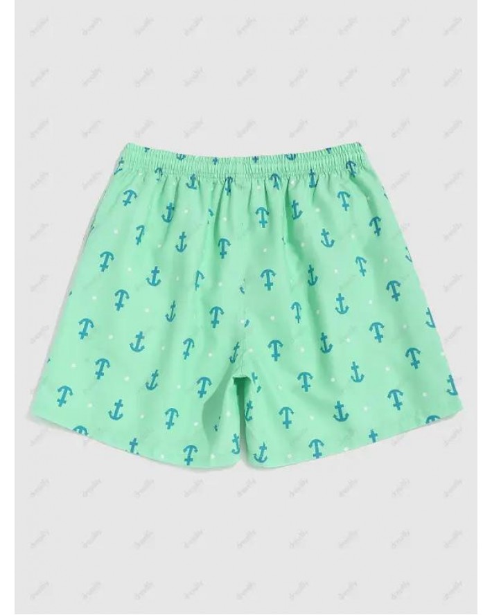 Nautical Style Boat Anchor Print Beach Shorts