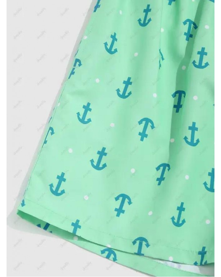 Nautical Style Boat Anchor Print Beach Shorts