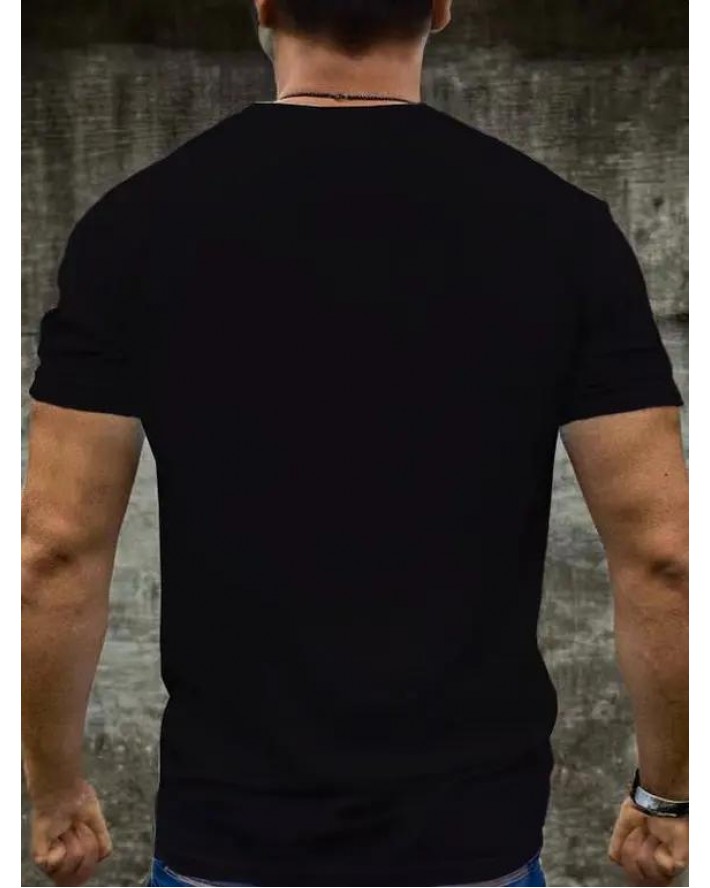 Skeleton Playing Guitar Print Short Sleeve T-shirt Round Neck Cotton Funny Tee