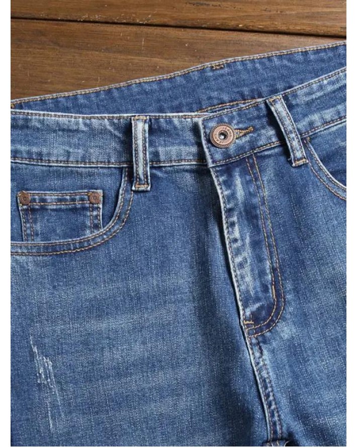 Monkey King Embroidery Patchwork Scratches Jeans