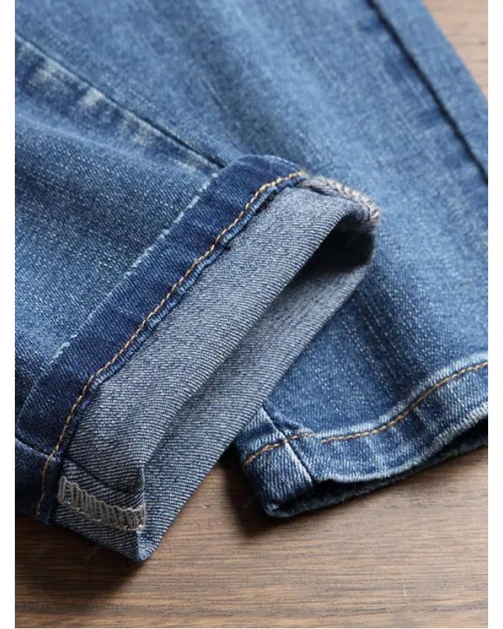 Monkey King Embroidery Patchwork Scratches Jeans