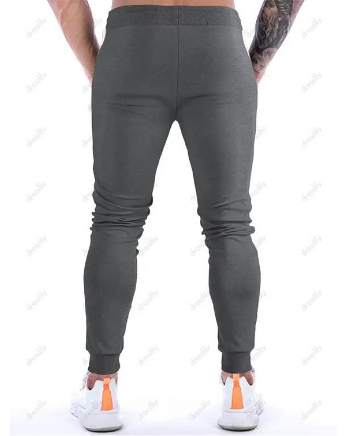 Colorblock Striped Trim Sport Sweatpants Zipper Pockets Drawstring Elastic Waist Casual Jogger Pants