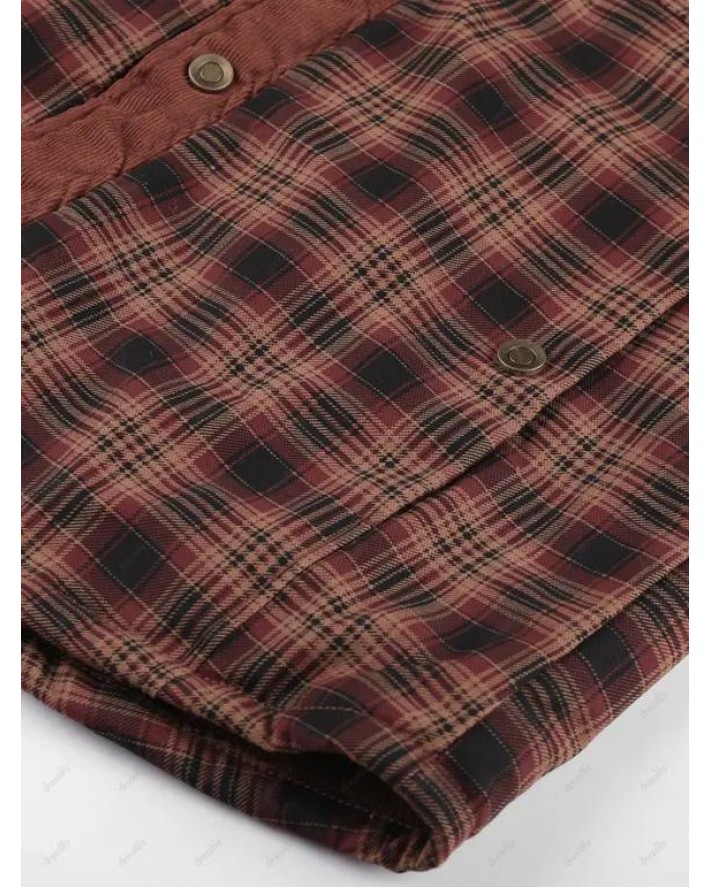 Button Up Plaid Print Fleece Jacket