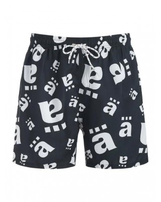 Letter Print Logomania Drawstring Board Shorts