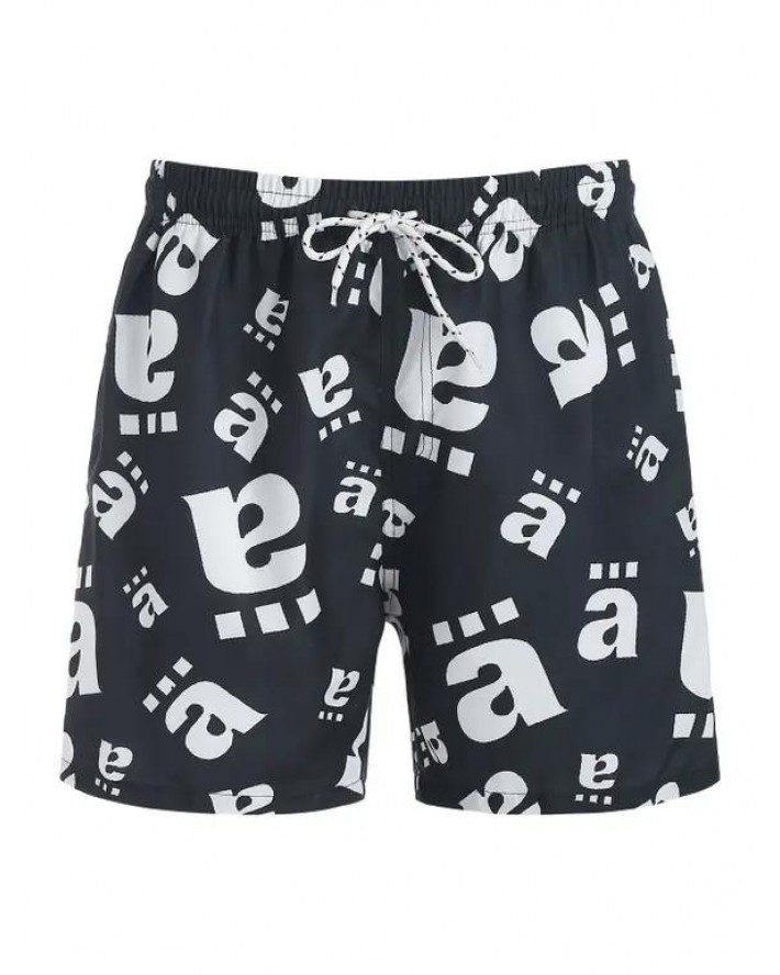 Letter Print Logomania Drawstring Board Shorts