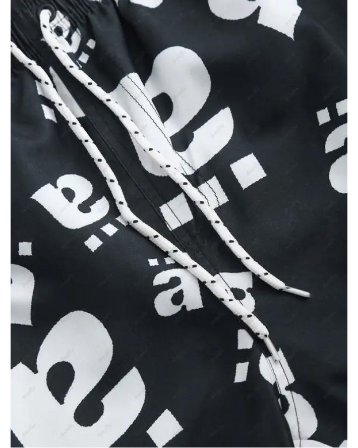 Letter Print Logomania Drawstring Board Shorts