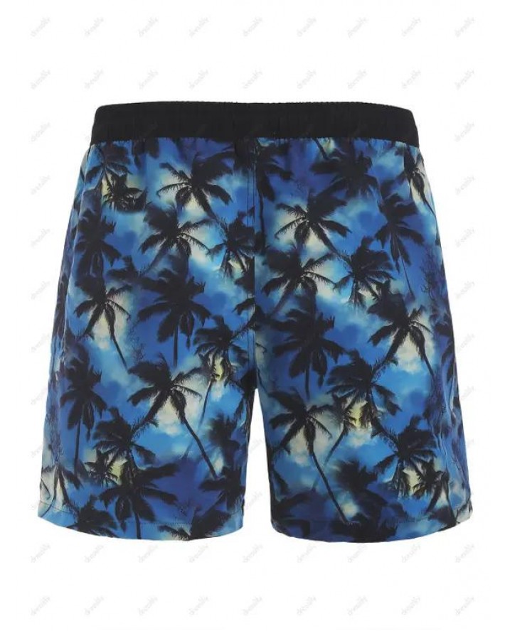Drawstring Palm Tree Pocket Board Shorts